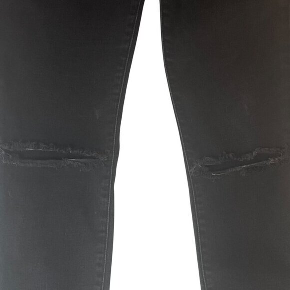 FRAME DENIM Le Skinny de Jeanne Distressed Skinny Jeans in Empire Black, Size 26 - Picture 5 of 12